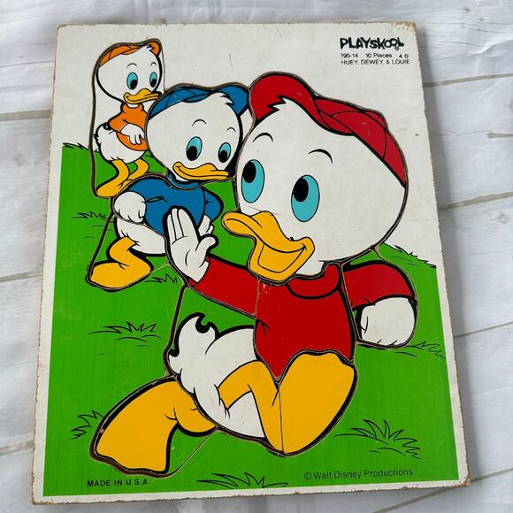 Vintage Playskool Huey Dewey & Louie 10 Piece Puzzle 190-14 - Picture 1 of 10